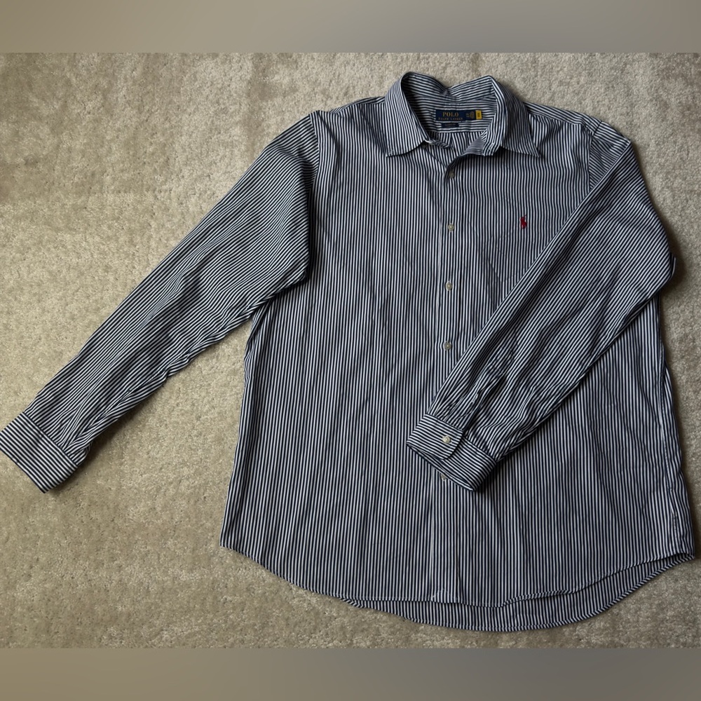 Polo by Ralph Lauren Blue and White Pinstripe Button-Down Shirt - Picture 3 of 13